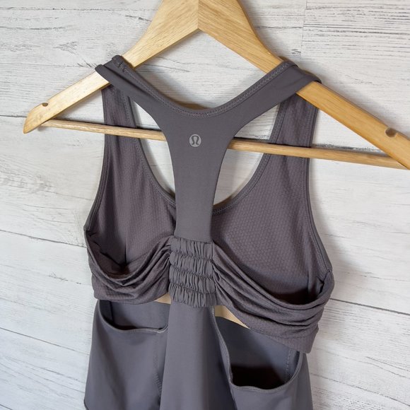 lululemon athletica Other - LULULEMON TURBO TANK GRAY PURPLE RACERBACK TANK SPORTS BRA SIZE 6